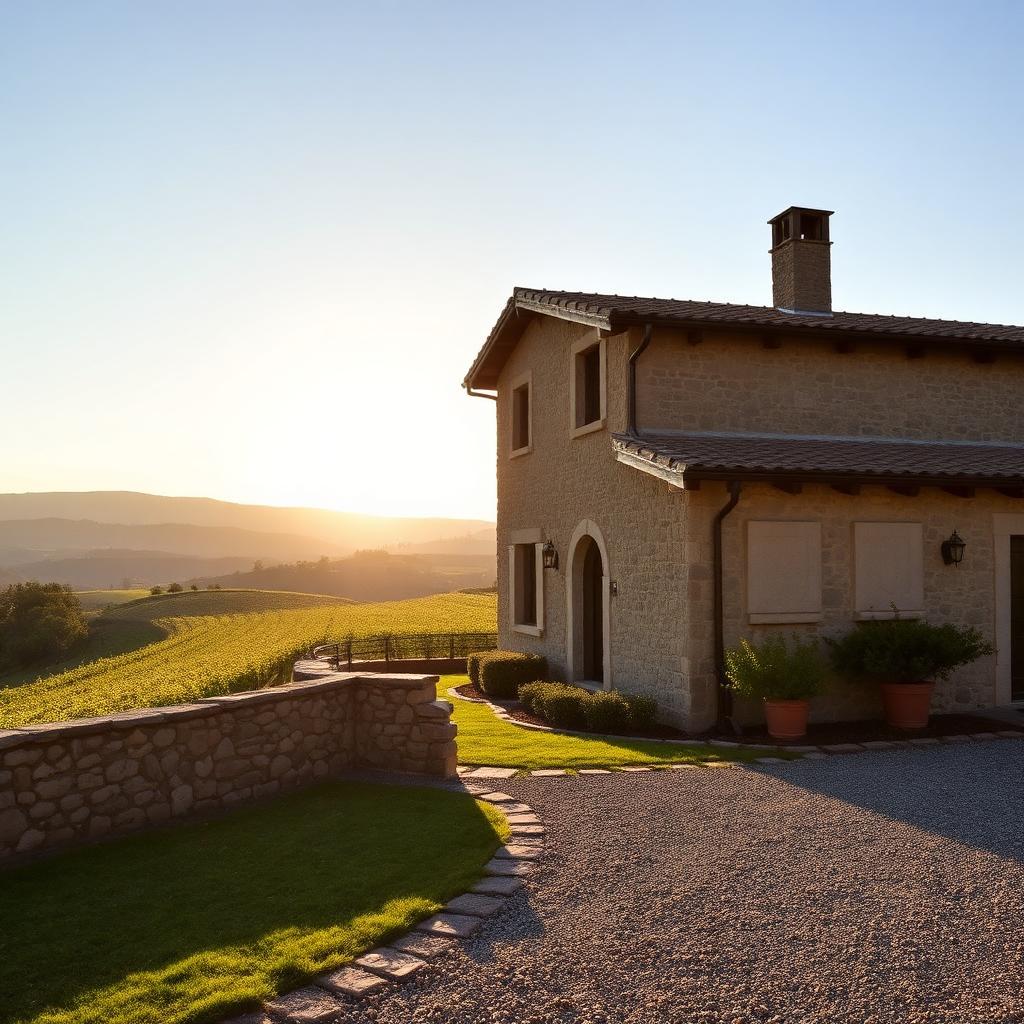 Tuscan stone farmhouse and vineyard